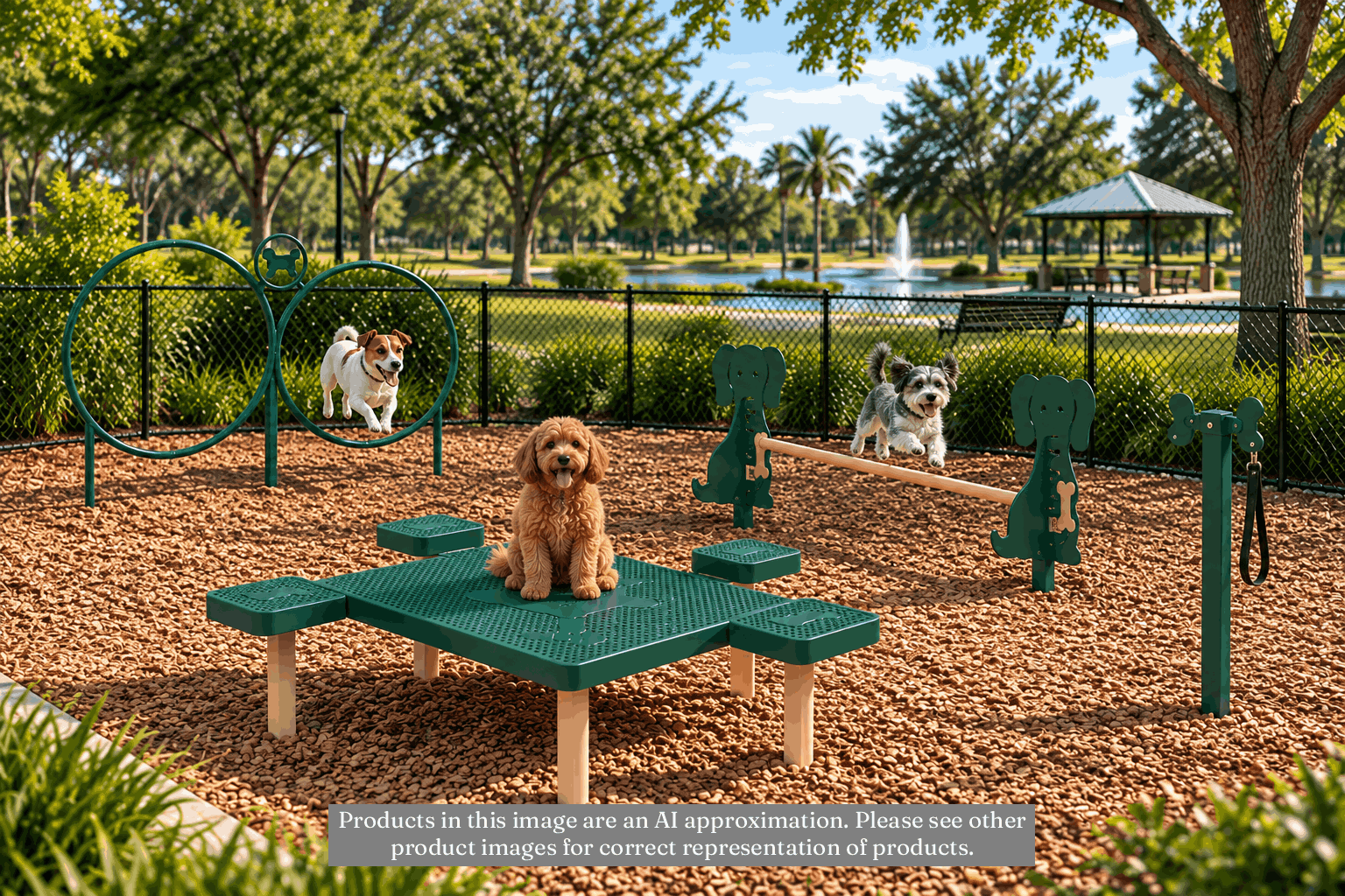 Small Dog Park Equipment Kit - Natural: Green and Yellow