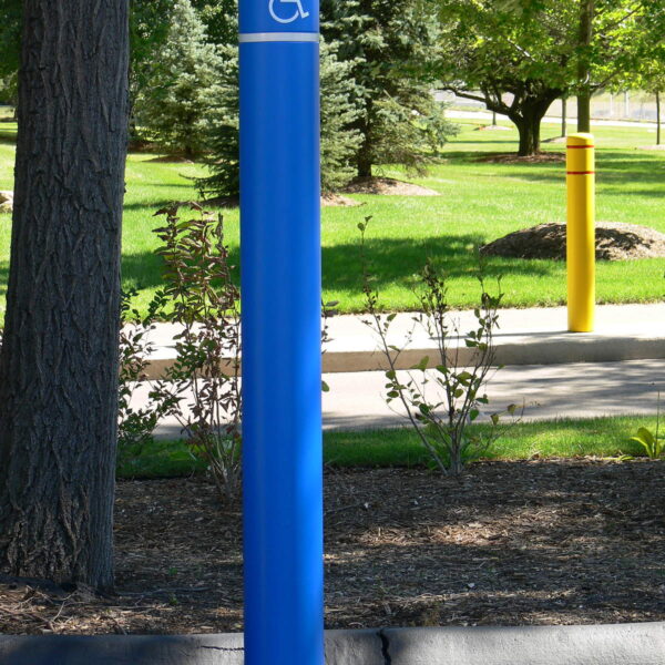Handicap ADA logo sign mounted on a FlexBollard flexible sign post - Park Supplier