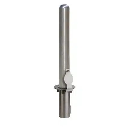 Stainless steel removable dome-top bollard in a flush ground sleeve - Park Supplier