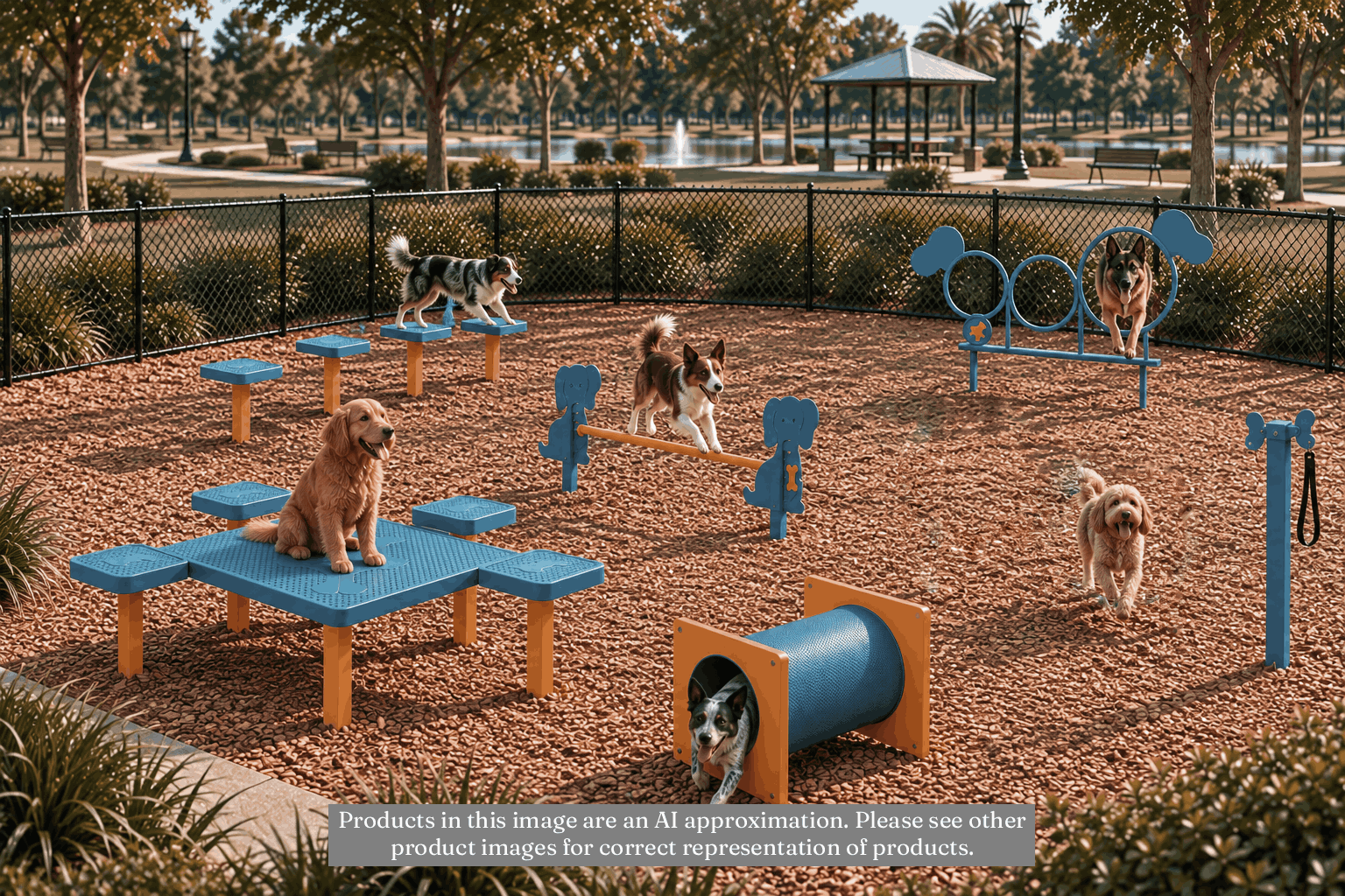 Medium Dog Park Equipment Kit - Fun: Blue and Yellow