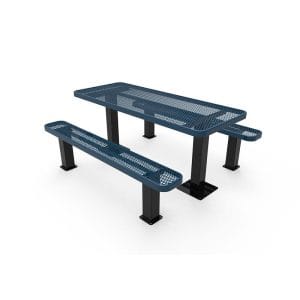 6ft rectagular independent pedestal picnic table expanded metal surface mount