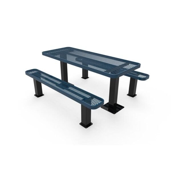 6ft rectagular independent pedestal picnic table expanded metal surface mount
