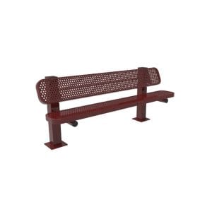 Bench 6ft Pedestal With Back Perforated Metal Surface Mount ParkTuff™