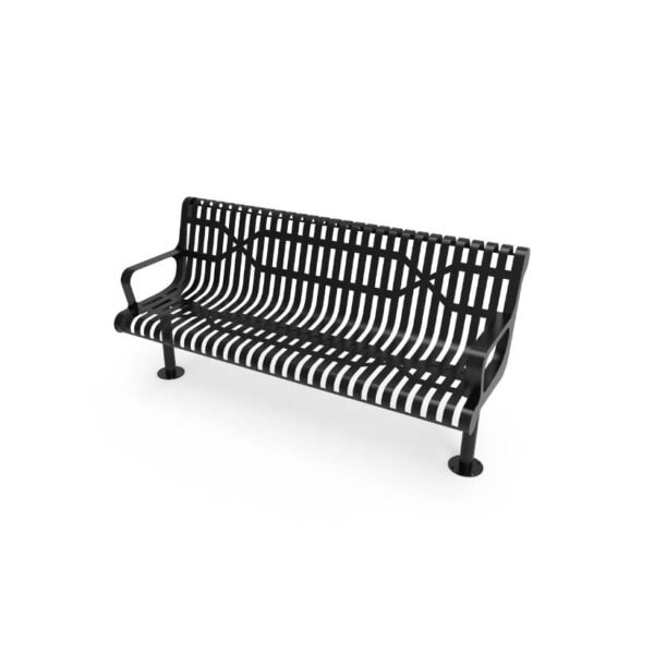 Bench Contoured With Armrest Strap Metal Surface Mount ParkTuff™