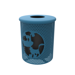 Dog Themed - Trash Receptacle - With Flat Top and Liner - Perforated Metal - Portable - ParkTuff™