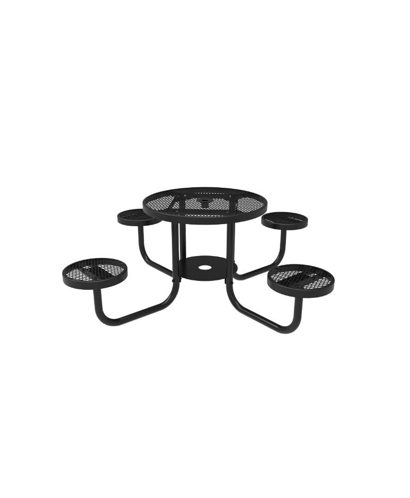 Patio Table 36 Inch Round With Attached Seats Expanded Metal ParkTuff™