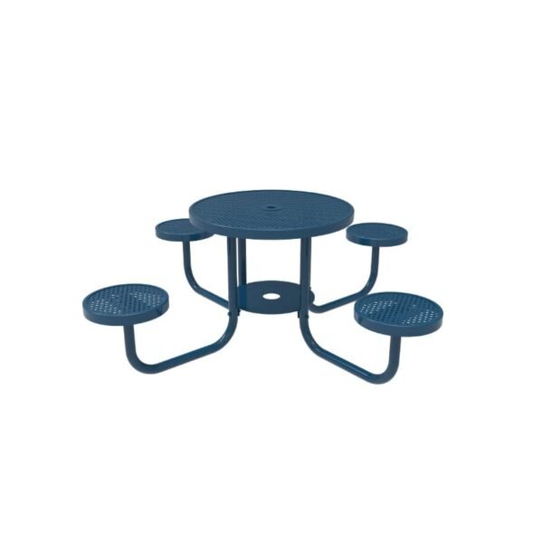 Patio Table 36 Inch Round With Attached Seats Perforated Metal ParkTuff™