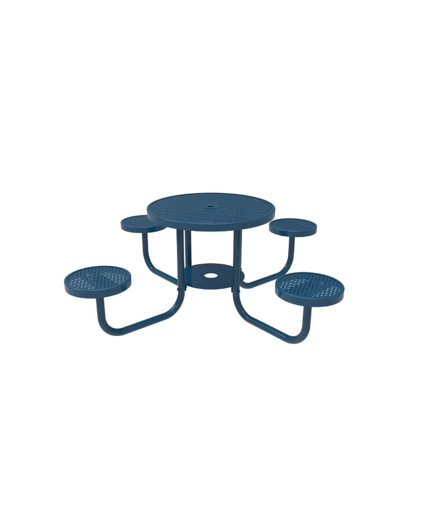 Patio Table 36 Inch Round With Attached Seats Perforated Metal ParkTuff™