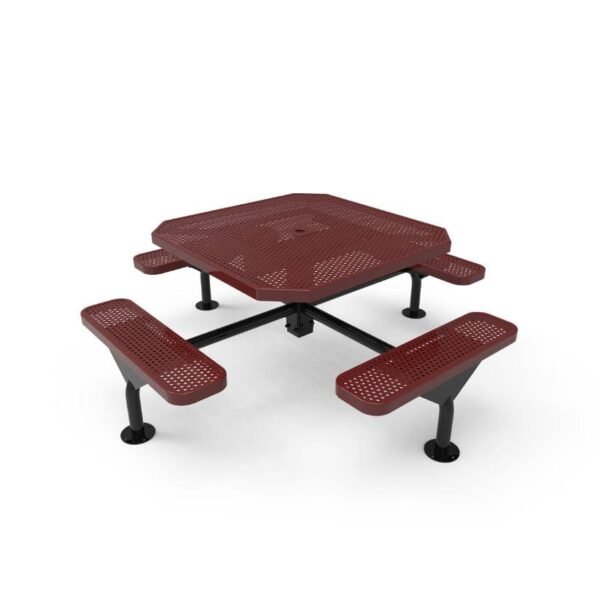 Picnic Table 46 Inch Octagon Pedestal Nexus Perforated Metal Surface Mount ParkTuff™