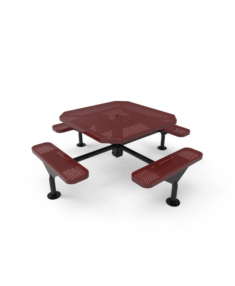 Picnic Table 46 Inch Octagon Pedestal Nexus Perforated Metal Surface Mount ParkTuff™