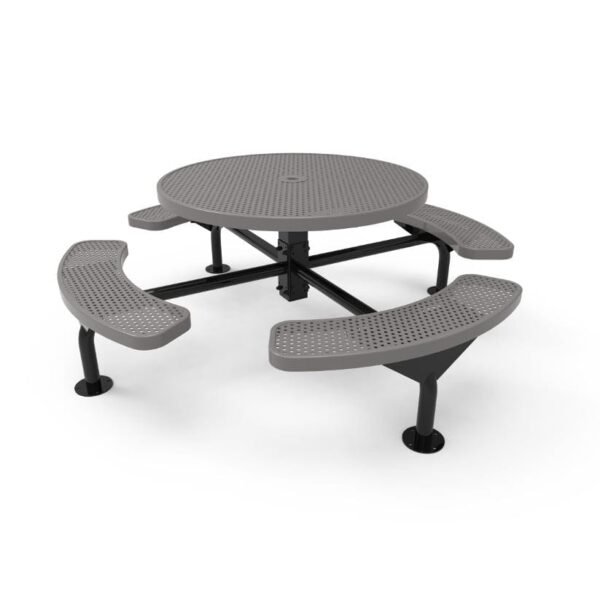 Picnic Table 46 Inch Round Pedestal Nexus Perforated Metal Surface Mount ParkTuff™