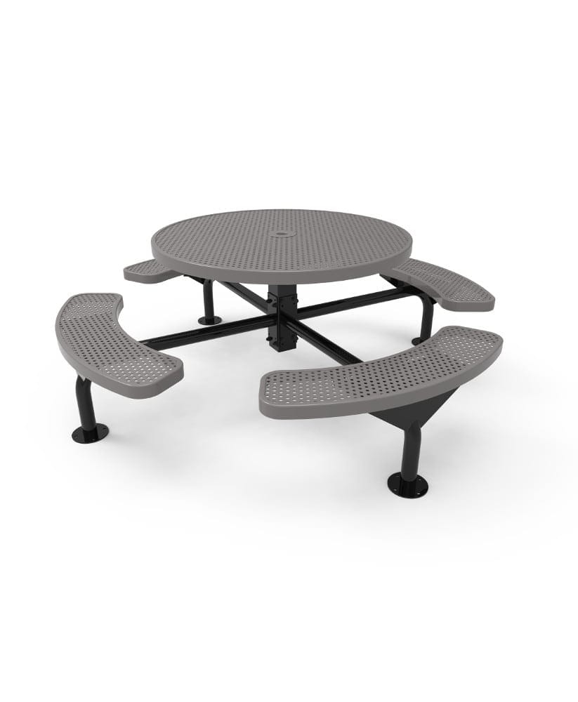 Picnic Table 46 Inch Round Pedestal Nexus Perforated Metal Surface Mount ParkTuff®