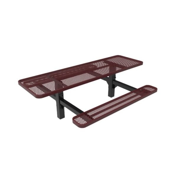 Picnic Table 8ft Rectangular Double Pedestal Accessible Alt Expanded Metal Inground Mount ParkTuff™