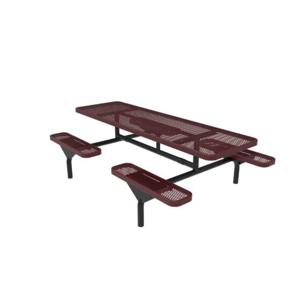 Picnic Table 8ft Rectangular Pedestal Nexus Expanded Metal Inground Mount ParkTuff™