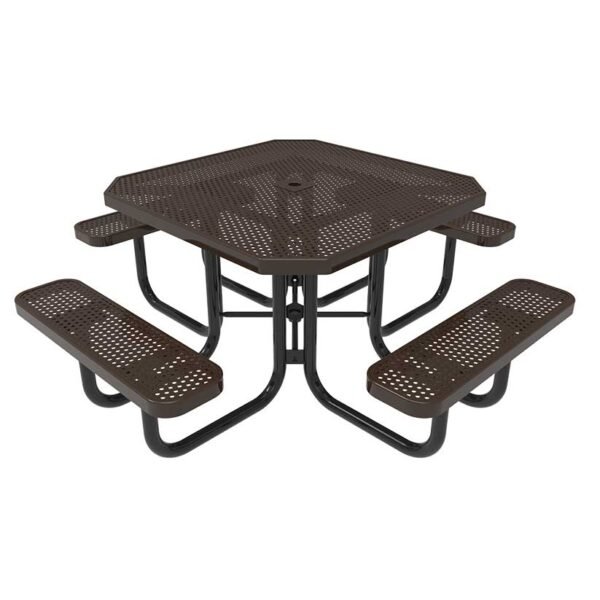 Picnic Table ParkTuff™ Octagon 4 Seat Perforated Meltal Portable