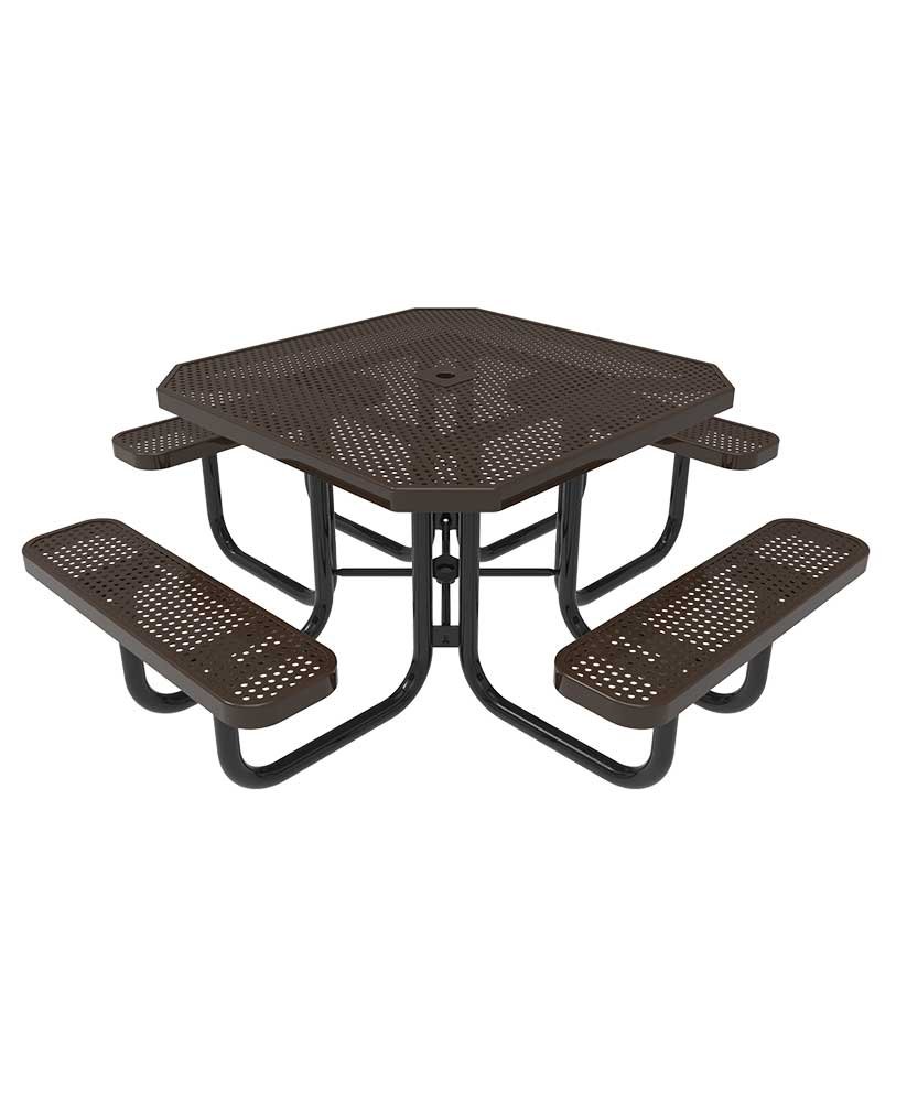 Picnic Table ParkTuff™ Octagon 4 Seat Perforated Meltal Portable