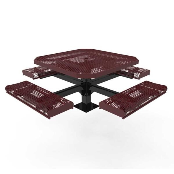 Picnic Table ParkTuff™ Octagon Rolled 4 Seat Expanded Metal Pedestal