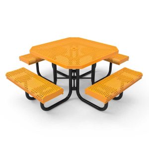 Picnic Table ParkTuff™ Octagon Rolled 4 Seat Perforated Metal Portable