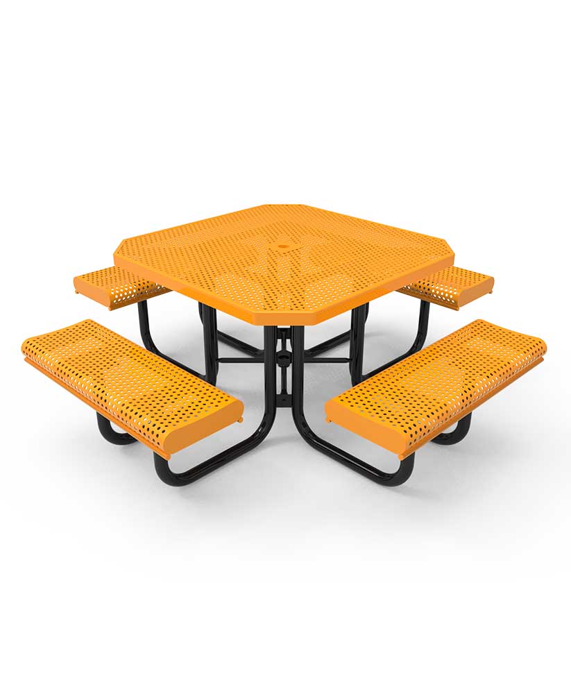 Picnic Table ParkTuff™ Octagon Rolled 4 Seat Perforated Metal Portable