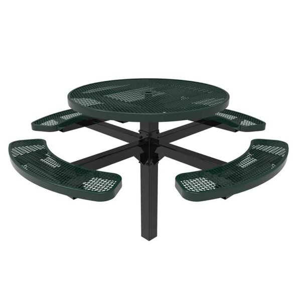 Picnic Table ParkTuff™ Round Pedestal Expanded Metal Inground