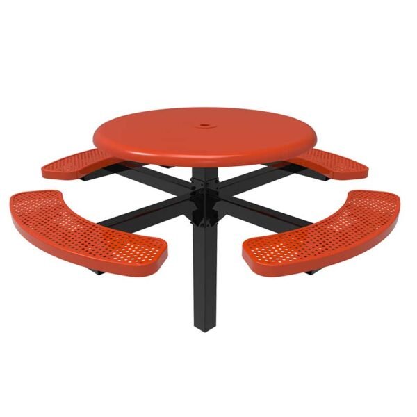 Picnic Table ParkTuff™ Round Solid Top Perforated Metal Inground
